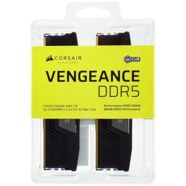 Imagem de Memória RAM Corsair Vengeance DDR5 128GB (2x64GB) 6400MHz com Alta Performance e Dissipador de Calor Preto