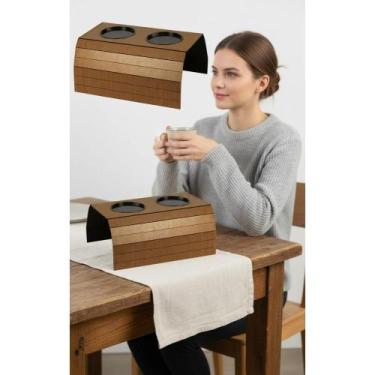 Imagem de 2x Porta Copos Braço Sofá Kit 2 MDF Caramelo + Brinde - Congratulation