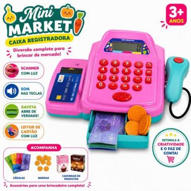 Imagem de Brinquedo Infantil Caixa Registradora Mini Market com Scanner Luz e So