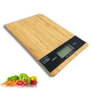 Imagem de Balança Digital Cozinha Madeira Bambu Alta Precisão Dieta - Utimix