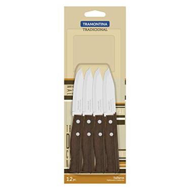 Imagem de Conjunto De Facas Para Frutas E Legumes Tramontina Tradicional Com Lâminas Em Aço Inox E Cabos De Madeira Natural 12 Peças