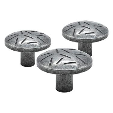 Imagem de Kit 3 Puxadores Para Gaveta Armario Penteadeira Ponto 1 Furo (Prata Envelhecido)