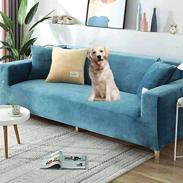 Imagem de Diumy Capas de sofá de veludo espessas, capas de sofá reclináveis para 2 3 4 lugares, capas de sofá macias e elásticas, capas de sofá para animais de estimação, capa de sofá Saver-I 3 lugares (195 – 230 cm)