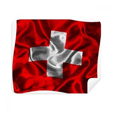 Imagem de Pano de limpeza de tela com textura de seda, bandeira da Suíça, 2 peças, tecido de camurça