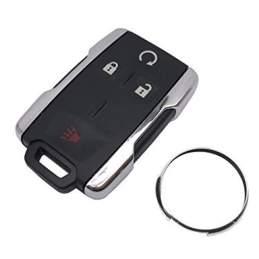 Imagem de Capa para chave de reposição compatível com GMC Sierra Canyon Chevy Chevrolet Silverado Colorado M3N-32337100 4 botões sem chave carcaça para chave do carro (prata)