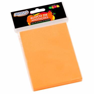 Imagem de Bloco De Anotações 76x102mm Laranja Neon Brw 01un Com 100fls