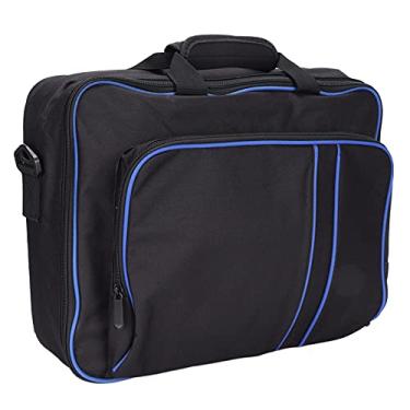 Imagem de Hilitand para estojo de transporte PS5, capa de console rígida de proteção, bolsa de armazenamento de viagem, grande capacidade ergonômica para console de jogos PS5/controladores/fone de ouvido/cartão de jogo (azul preto)