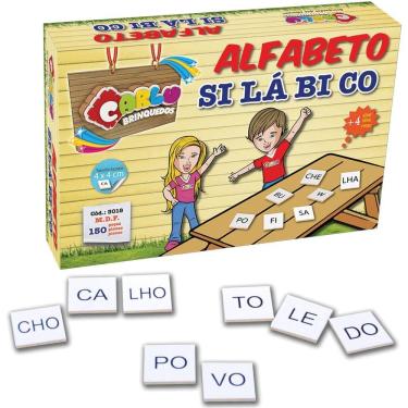 Imagem de Brinquedo Jogo Pedagógico Alfabeto Silábico 150 Peças Em Madeira