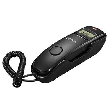 Imagem de Ornin T112 telefone com fio trimline com identificador de chamada, Preto