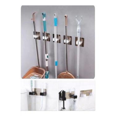 Imagem de Suporte Vassoura Rodo De Parede Multiuso Resistente Suporta Até 3kg