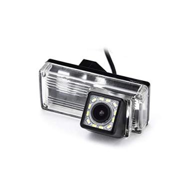 Imagem de eHANGO Câmera de visão traseira do carro com 4 pinos para suporte de cabo RCA, luzes de placa, suporte para Toyota REIZ 4D MK1 / Toyota Mark X 4D MK1 / Toyota Prius/Toyota Land Cruiser (12 LED)