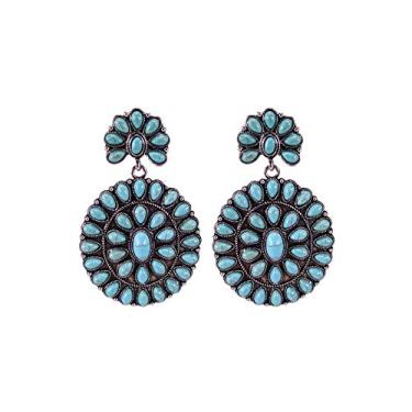Imagem de Elegante Vintage Turquesa Oeste Metal Brinco pendente No. 170