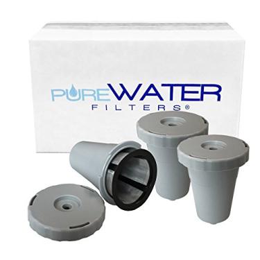 Imagem de Conjunto de suporte de café reutilizável e filtro, cinza, 3 partes com cesta de filtro, funciona com cafeteiras Keurig My K-Cup Home Brewers da PureWater Filters (pacote com 3)
