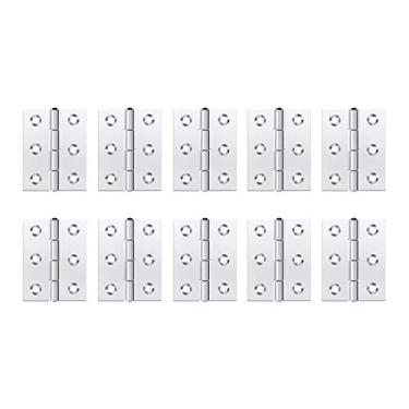 Imagem de Onwon 10 peças dobradiças dobráveis para porta de armário de aço inoxidável de 7,6 cm dobradiças de bumbum em tom de prata dobradiça para móveis de casa