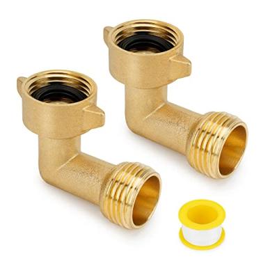 Imagem de Stanbroil Adaptador de cotovelo de mangueira de jardim de 90 graus - acessórios de latão sólido, acessórios de RV para torneira de água externa 3/4" FHT x 3/4" MHT (pacote com 2)
