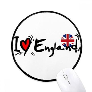 Imagem de DIYthinker I Love England World Flag Heart Mouse Pad Desktop Office Tapete redondo para computador