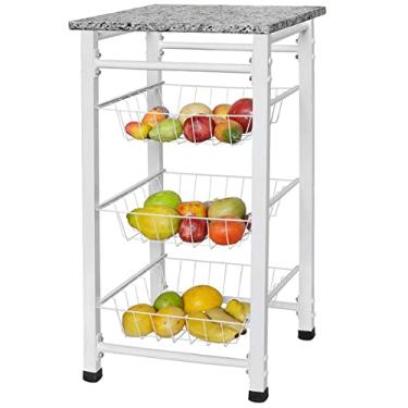 Imagem de Fruteira Genova Tampo de Granito 3 Cestos Removíveis Branca