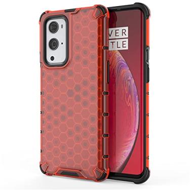 Imagem de Capas de telefone transparentes com design de estilo de forma de favo de mel compatíveis com One Plus Nord N200 5G, 2T, N20 5G, CE2 5G (vermelho, Nord N200 5G)