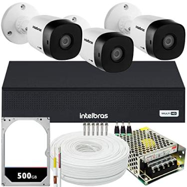 Imagem de Kit DVR Intelbras 4 canais H.265 3 câmeras Full HD 30 metros
