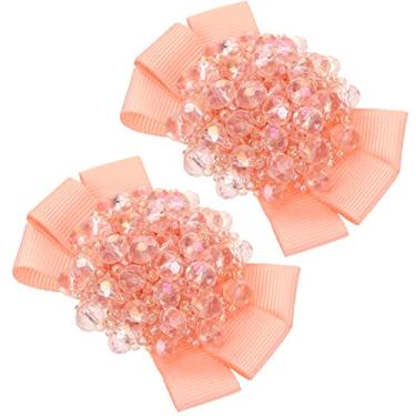 Imagem de Holibanna 2 peças clipes de sapato de laço de fita de salto alto fivela de cristal flor sapatos enfeites decoração de sapato para festa de casamento rosa