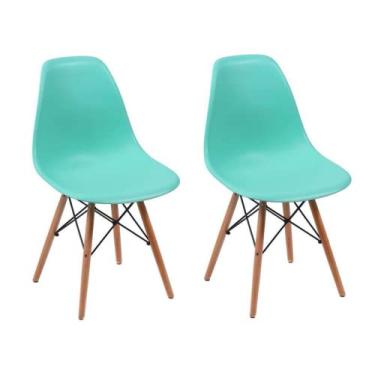 Imagem de Kit 2 Cadeiras Eames Wood Design Eiffel Jantar Azul Tiffany