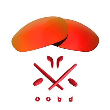 Imagem de Lentes de reposição e kits de borracha Mryok para óculos de sol Oakley Juliet – Opções, Fire Red Polarized Lenses & Red Rubber Kits, One Size
