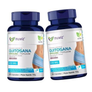 Imagem de Quitosana Com Psyllium e Spirulina 120 Cápsulas 500mg - 2 Frascos