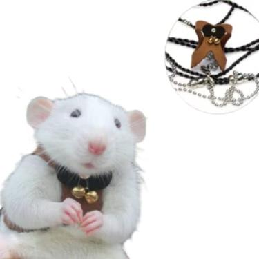 Imagem de Esquilo Corda de Tração Corda Antimordida, Colete Ajustável, Peitoral de Caminhada para Animais Pequenos com Coleira para Hamster, Gerbil, Rato, Furão, Chinchila (Marrom)