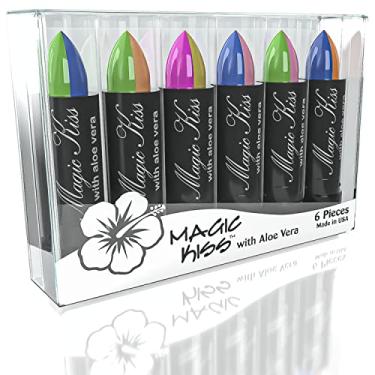 Imagem de Magic Kiss Pacote com 6 batons foscos que mudam de cor, hidratante de lábios nutritivos de longa duração, hidratante labial com mudança de cor e temperatura mágica com Aloe Vera PH batom maquiagem cosméticos de beleza feito nos EUA