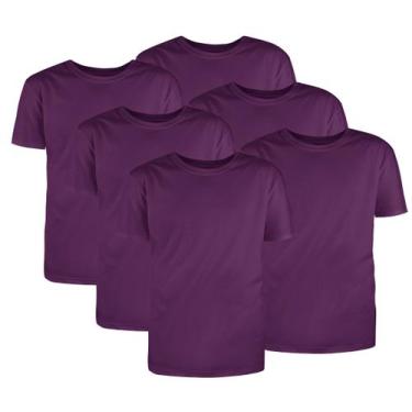 Imagem de Kit Com 6 Camisetas Básicas Algodão Violeta Tamanho G - Mc Clothing