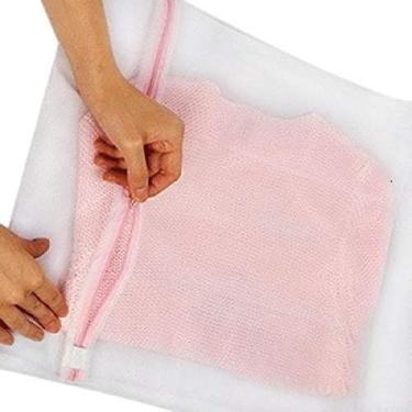 Imagem de Kit 5 Sacos Lavar Papa Bolinha Lingerie Tela Organizador 40x50