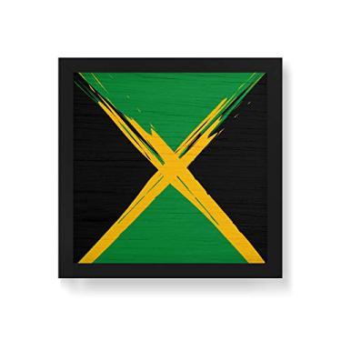 Imagem de Arte Maníacos Quadro Decorativo em Madeira Bandeira Jamaica - 30x30cm (Moldura caixa em laca preta)