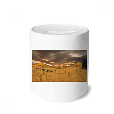 Imagem de DIYthinker Mapa do deserto ao longo do caminho para a estrada da seda, porta-moedas de cerâmica, presente de cofrinho