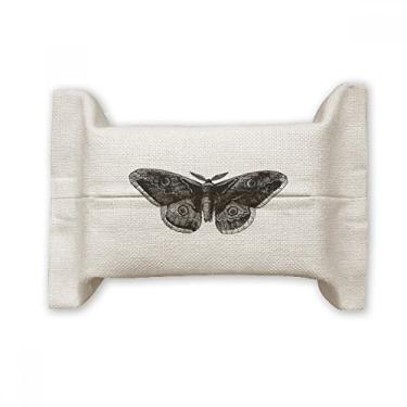 Imagem de Bolsa de linho de algodão com suporte para cobertura de papel para lenços faciais Black Butterfly Kite
