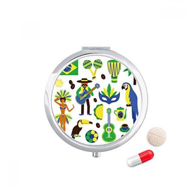 Imagem de Porta-comprimidos de futebol para guitarra, papagaio, café, Brasil, bolso para remédios