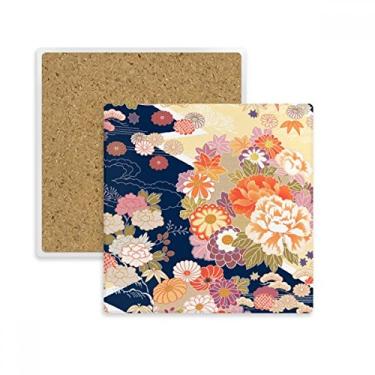 Imagem de Peônia Maple Leaf Pattern Japan Square Coaster Cup Mat Caneca suporte subplaca isolante pedra