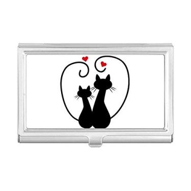 Imagem de Cat Lovers Sihouette Animal Valentine Porta-cartões de visita Carteira de bolso