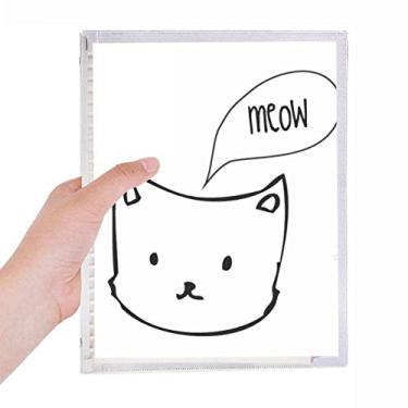 Imagem de Caderno branco com cabeça de gato Mewing Animal Folhas soltas Diário Recarregável Diário Papelaria