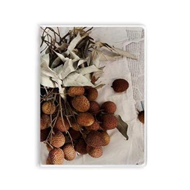 Imagem de Caderno de frutas tropicais frescas com imagem de lichi, capa de goma
