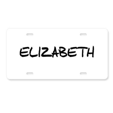 Imagem de DIYthinker Placa de licença Elizabeth de caligrafia especial para decoração de carro, acessório de aço inoxidável