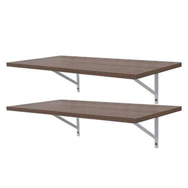 Imagem de Kit 2 Prateleiras 50 x 25cm Nogal Com Mão Francesa