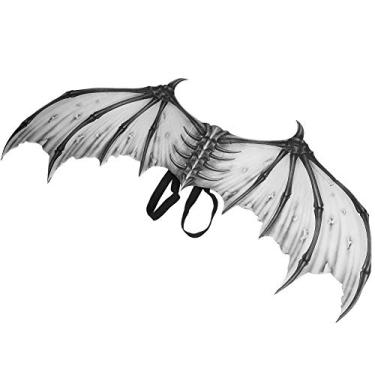 Imagem de Com cinto elástico, fantasia de Halloween branca/preta, asas do diabo de Halloween, cosplay para festas de Halloween e cosplay (asas de osso pretas brancas HGDS19001A)