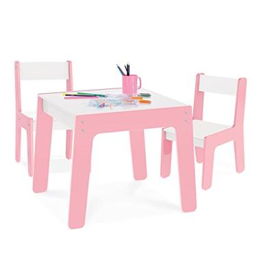 Imagem de Kit Mesa Mesinha + 2 Cadeira Cadeirinha Infantil Mdf - Junges - Rosa