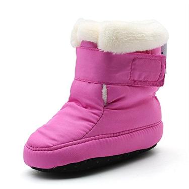 Imagem de Kuner Botas de pelúcia para recém-nascidos, meninos, meninas, sola macia, ajustável, para inverno, quente, para berço para 3 a 18 meses, Roxa, 6-12 meses