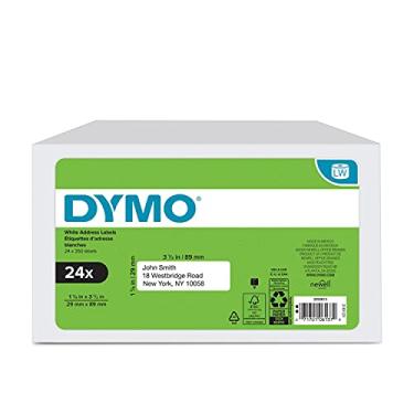 Imagem de DYMO Etiquetas de endereço postal autênticas LW Etiquetas DYMO para impressoras LabelWriter brancas 3 x 8 cm 24 rolos de 350 (total de 8400)