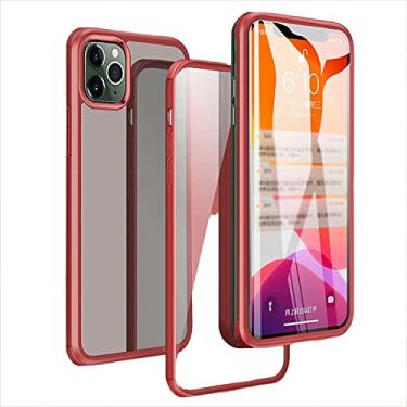 Imagem de Wtukmo Capa para iPhone 13 Pro Max/13 Pro, capa transparente dupla face, vidro temperado frente e verso proteção total TPU bumper case (cor: vermelho, tamanho: 13pro max 6,7 polegadas)