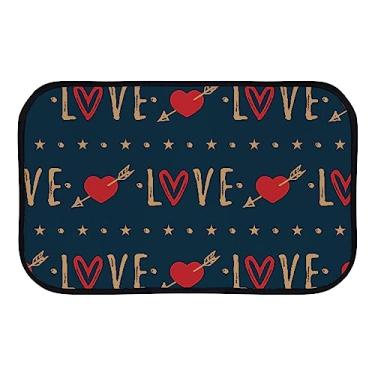 Imagem de DreamBay Tapete de porta de seta coração vermelho para o dia dos namorados, tapete antifadiga, tapete de pé para uso interno e externo, capacho antiderrapante para cozinha, lavanderia, 91 x 61 cm