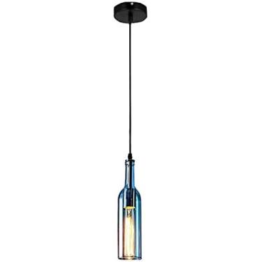 Imagem de Lâmpada Pingente De Garrafa De Vidro LED, Luminária Suspensa De Vento Industrial Vintage Luminária Pendente Com Abajur De Garrafa De Vinho De Vidro Colorido Retrô Luz De Jantar Lustre Ajustável Em