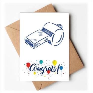 Imagem de DIYthinker Cartões de casamento de futebol azul apito de futebol de desenho animado felicitações envelopes