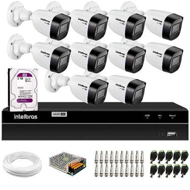 Imagem de Kit 10 Câmeras Vhd 1120 B G6 + Dvr Intelbras + Hd 2 Tb + App + Fonte, Cabos e Acessórios